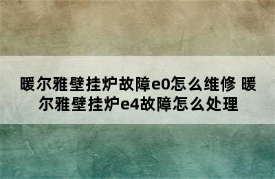 暖尔雅壁挂炉故障e0怎么维修 暖尔雅壁挂炉e4故障怎么处理